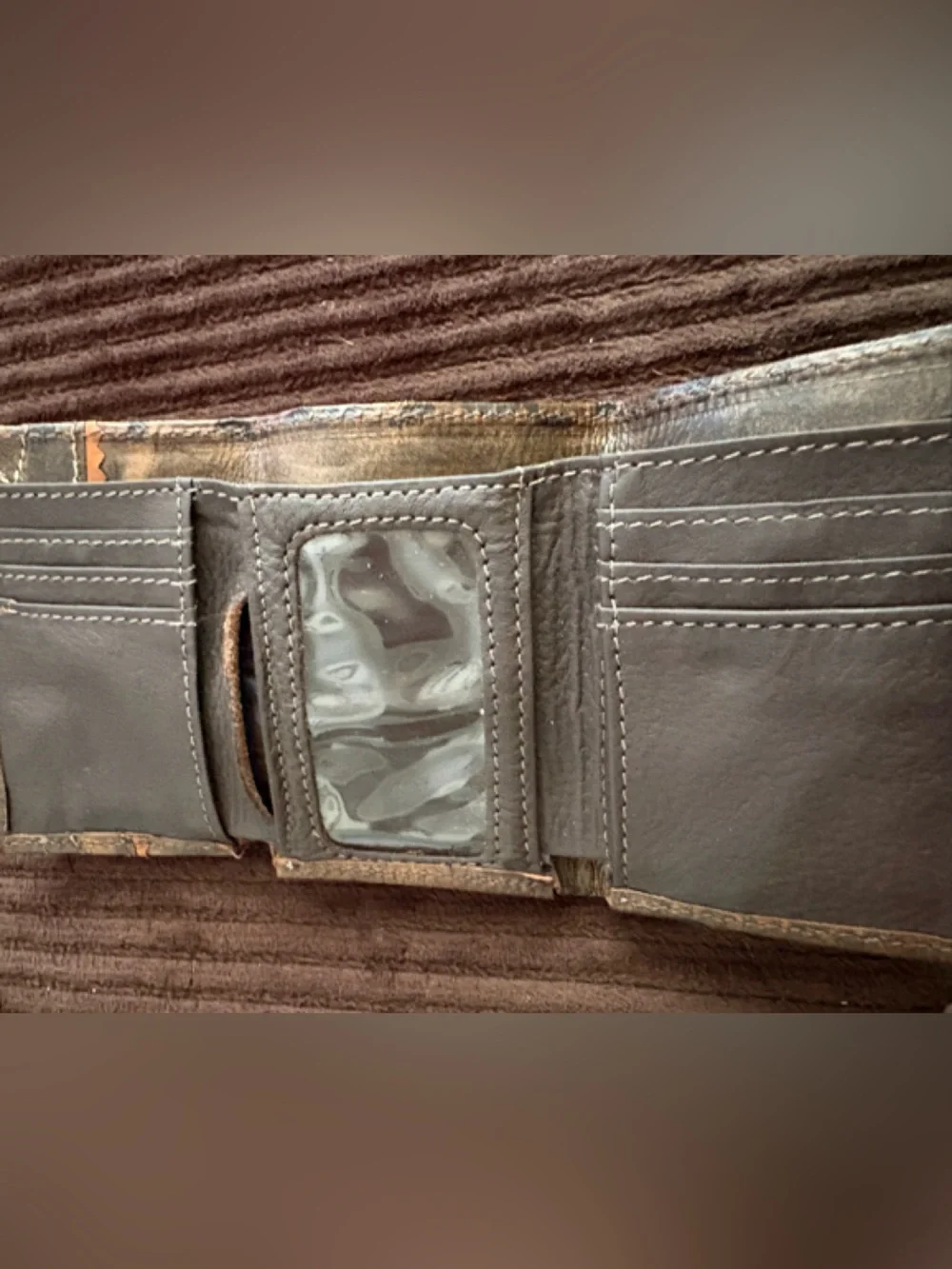 American West Tooled Leather Card Holder Wallet in Brown and Tan